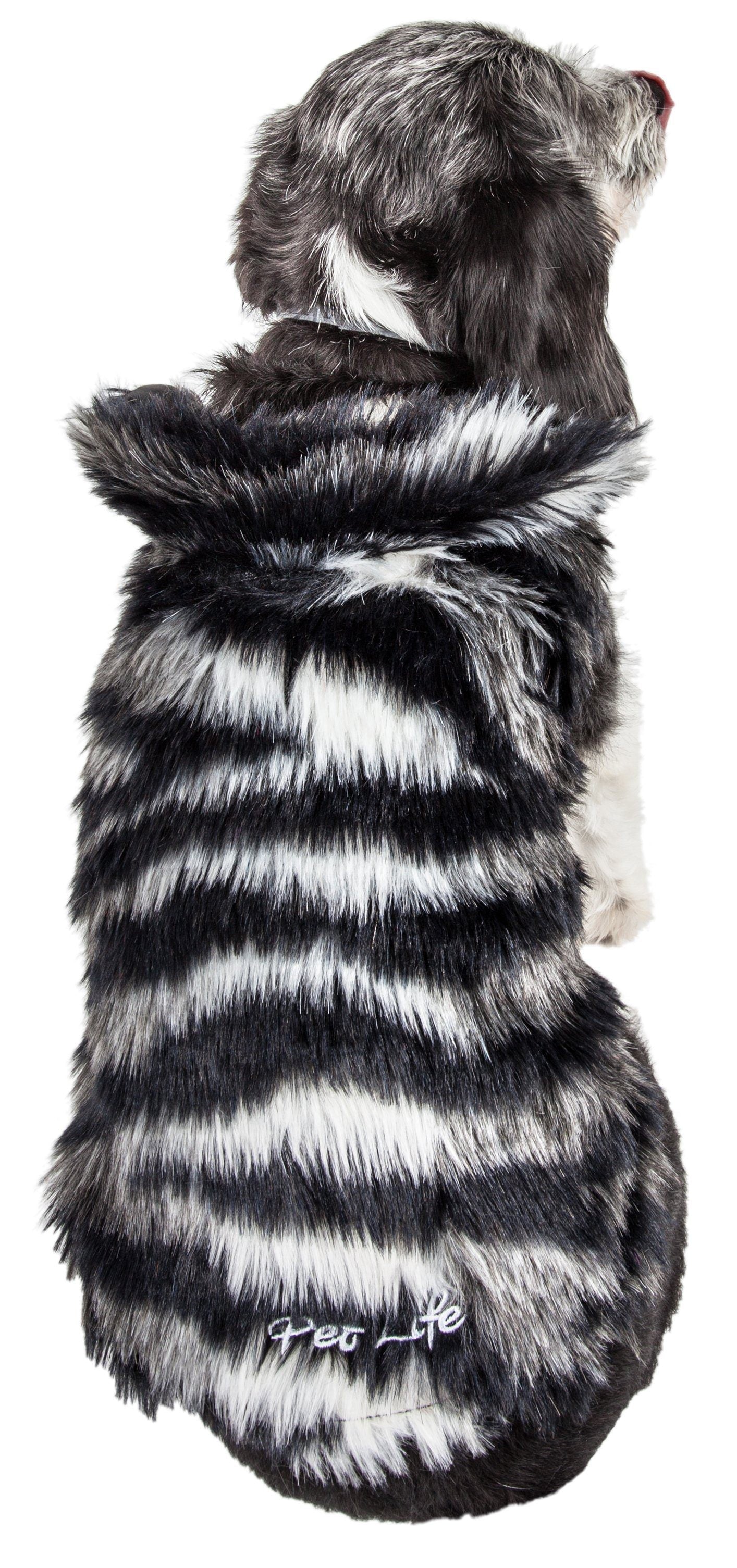 Pet Life ®  Luxe 'Chauffurry' Zebra Patterned Designer Mink Fur Dog Coat