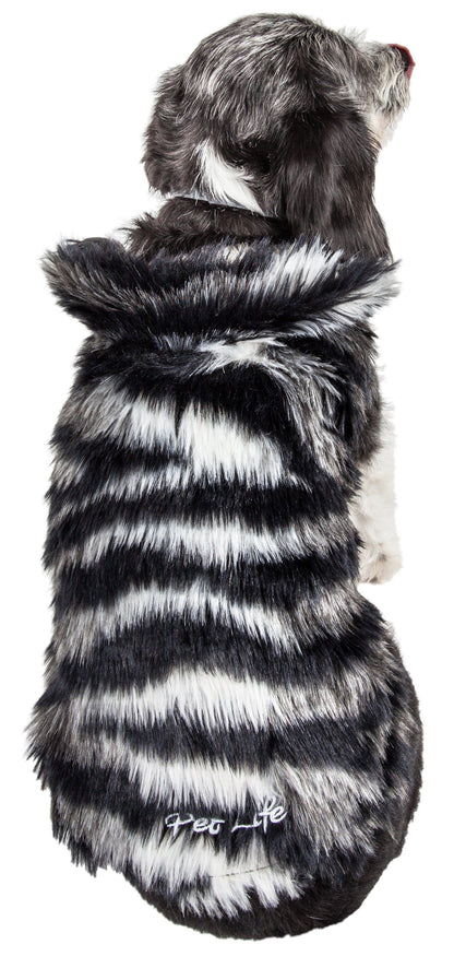 Pet Life ®  Luxe 'Chauffurry' Zebra Patterned Designer Mink Fur Dog Coat