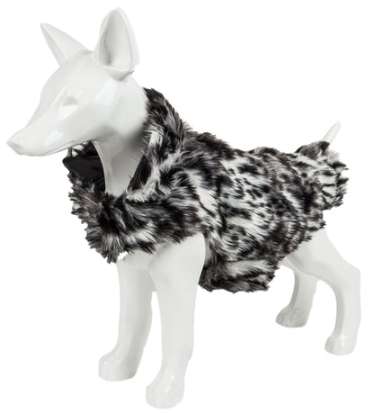 Pet Life ®  Luxe 'Paw Dropping' Designer Gray-Scale Tiger Pattern Mink Fur Dog Coat