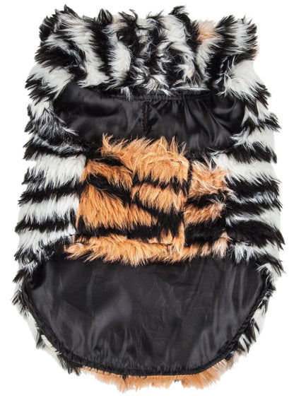 Pet Life ®  Luxe 'Tigerbone' Tiger-Patterned Mink Fashion Fur Dog Jacket