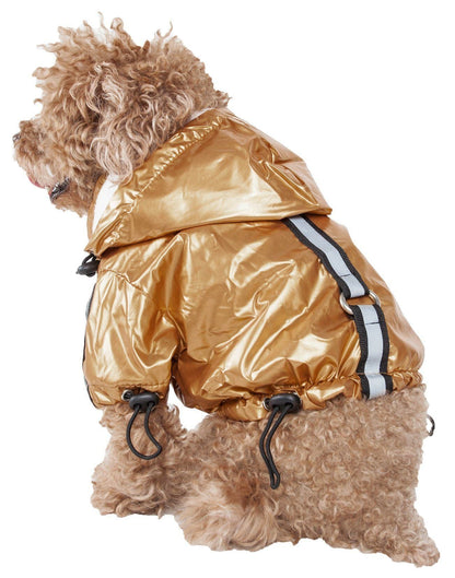 Pet Life ® 'Reflecta-Sport' Multi-Adjustable Reflective Weather-Proof Dog Raincoat w/ Removable Hood