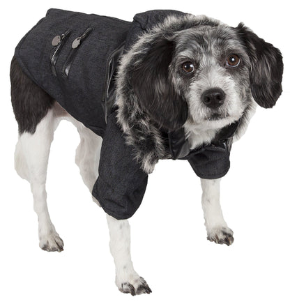 Pet Life ® 'Ruff-Choppered' Denim Fashioned Wool Dog Coat Jacket