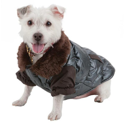 Pet Life ® Track-Collared' Metallic Ultra Fur 3M Insulated Pet Dog Jacket