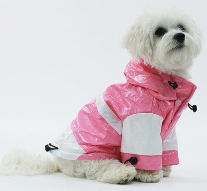 Pet Life ® 'Two-Tone' Waterproof Adjustable Dog Raincoat Jacket w/ Removable Hood