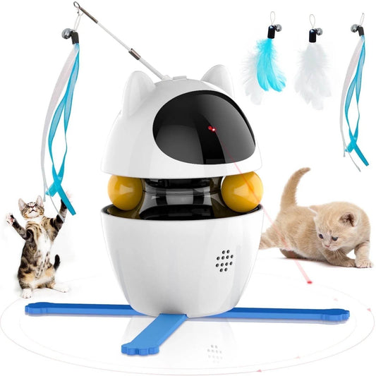 Automatic 3 in 1 Interactive Cat Toy with Laser and Feather for Indoor