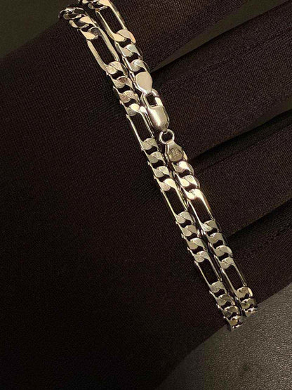 Solid 925 Sterling Silver Figaro Link Chain Necklace