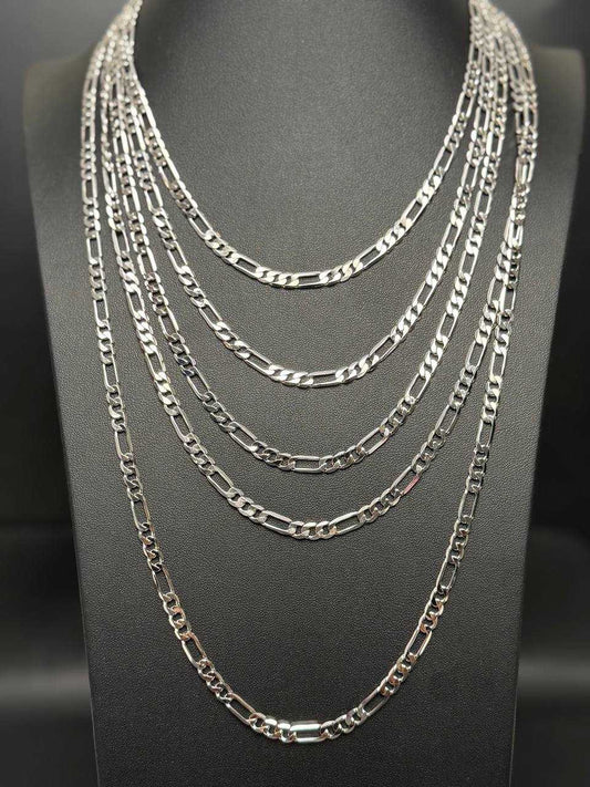 Solid 925 Sterling Silver Figaro Link Chain Necklace