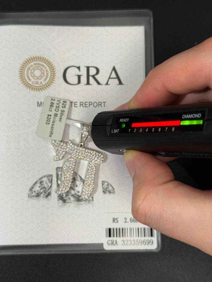 Moissanite Chai Pendant Solid 925 Sterling Silver Religious 2.6 TCW Unisex