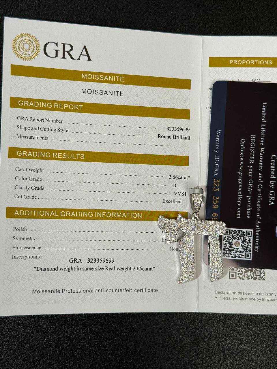 Moissanite Chai Pendant Solid 925 Sterling Silver Religious 2.6 TCW Unisex