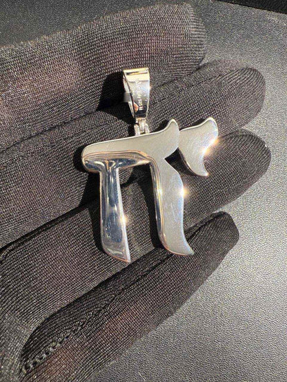 Moissanite Chai Pendant Solid 925 Sterling Silver Religious 2.6 TCW Unisex