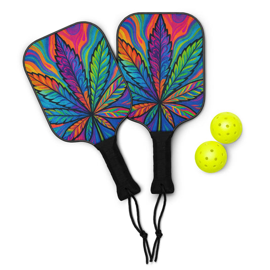 Tie-dye Cannabis Pickleball paddle set