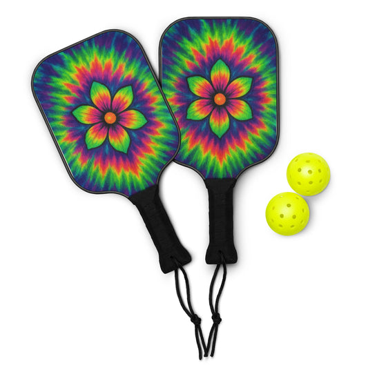 Tie-dye Flower Pickleball paddle set