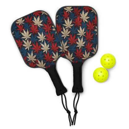 Red White & Blue Cannabis Pickleball paddle set
