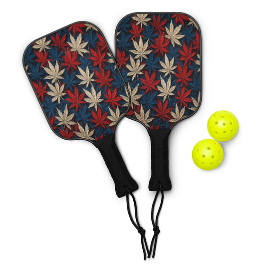 Red White & Blue Cannabis Pickleball paddle set