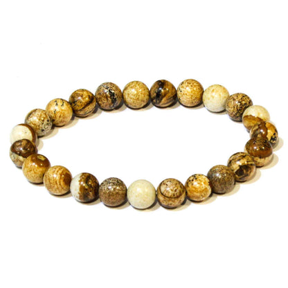 Picture Jasper Round Bead Bracelet