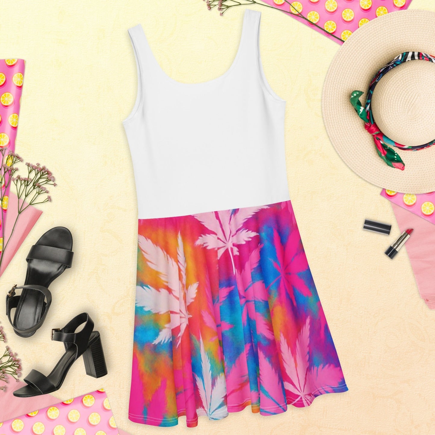 Pink Good Vibes Skater Dress