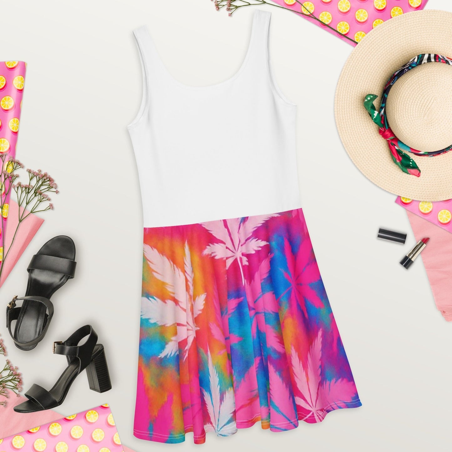 Pink Good Vibes Skater Dress