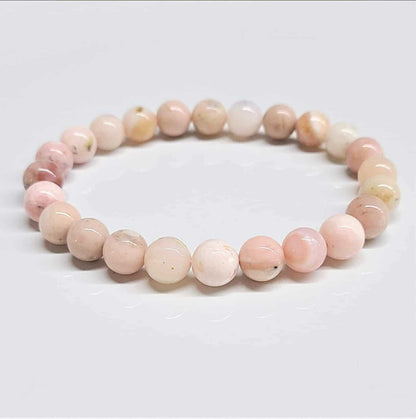 Pink Opal Round Bead Bracelet - Stone of Emotional Renewal
