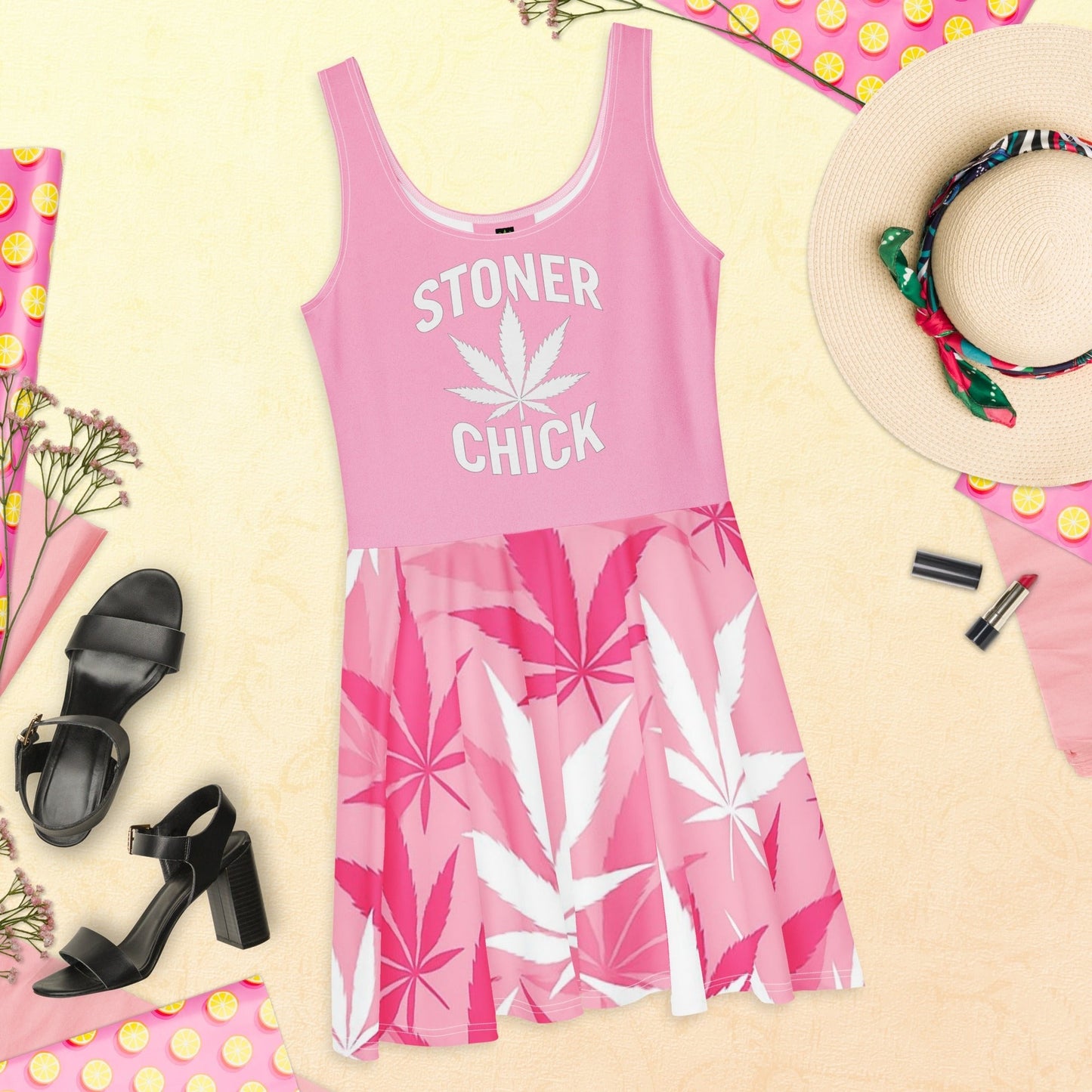 Pink Stoner Girl Skater Dress