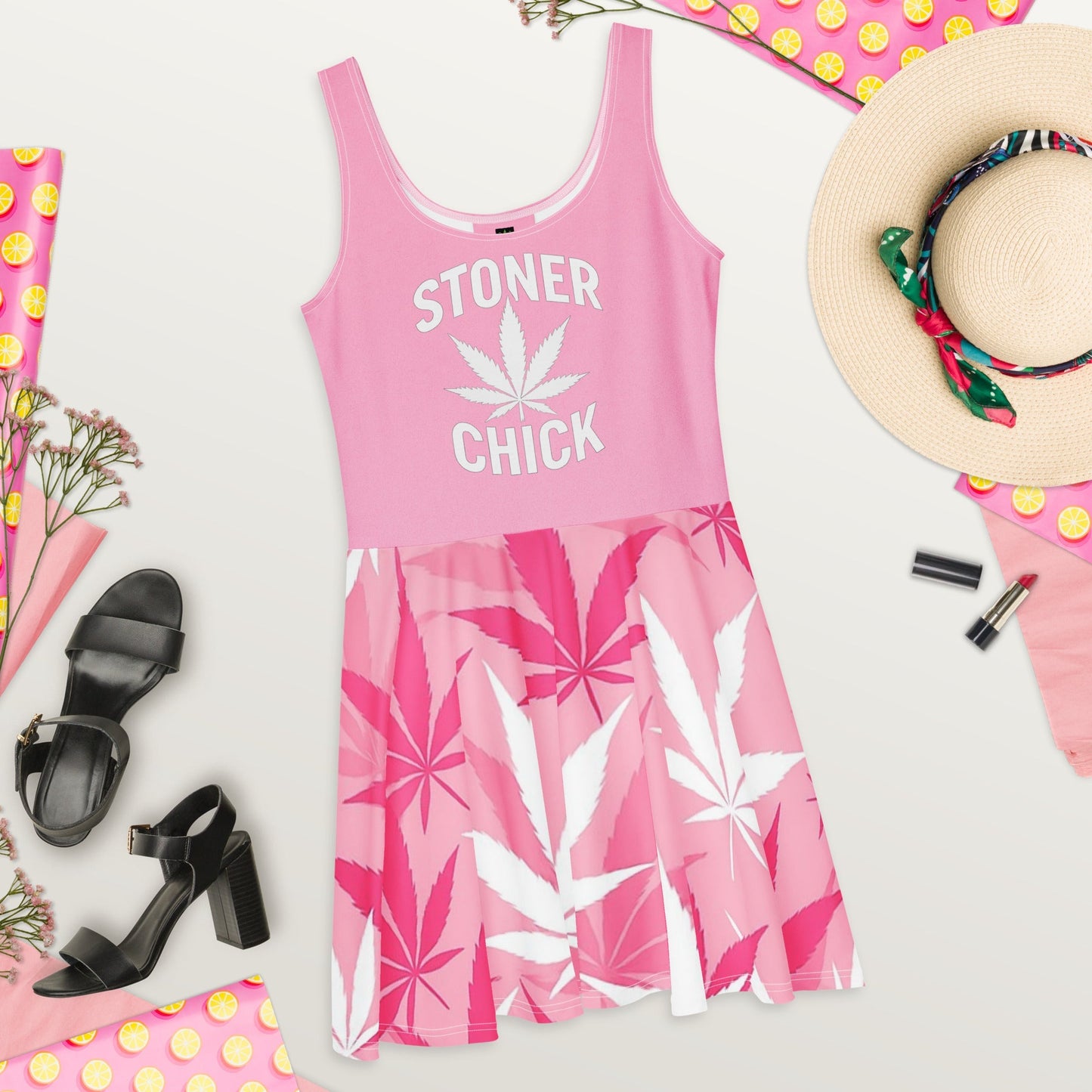 Pink Stoner Girl Skater Dress