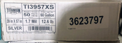 Pitt Plastics 50ct Titanium 55-60 Gallon Garbage Bags, 1.7 mil, Silver