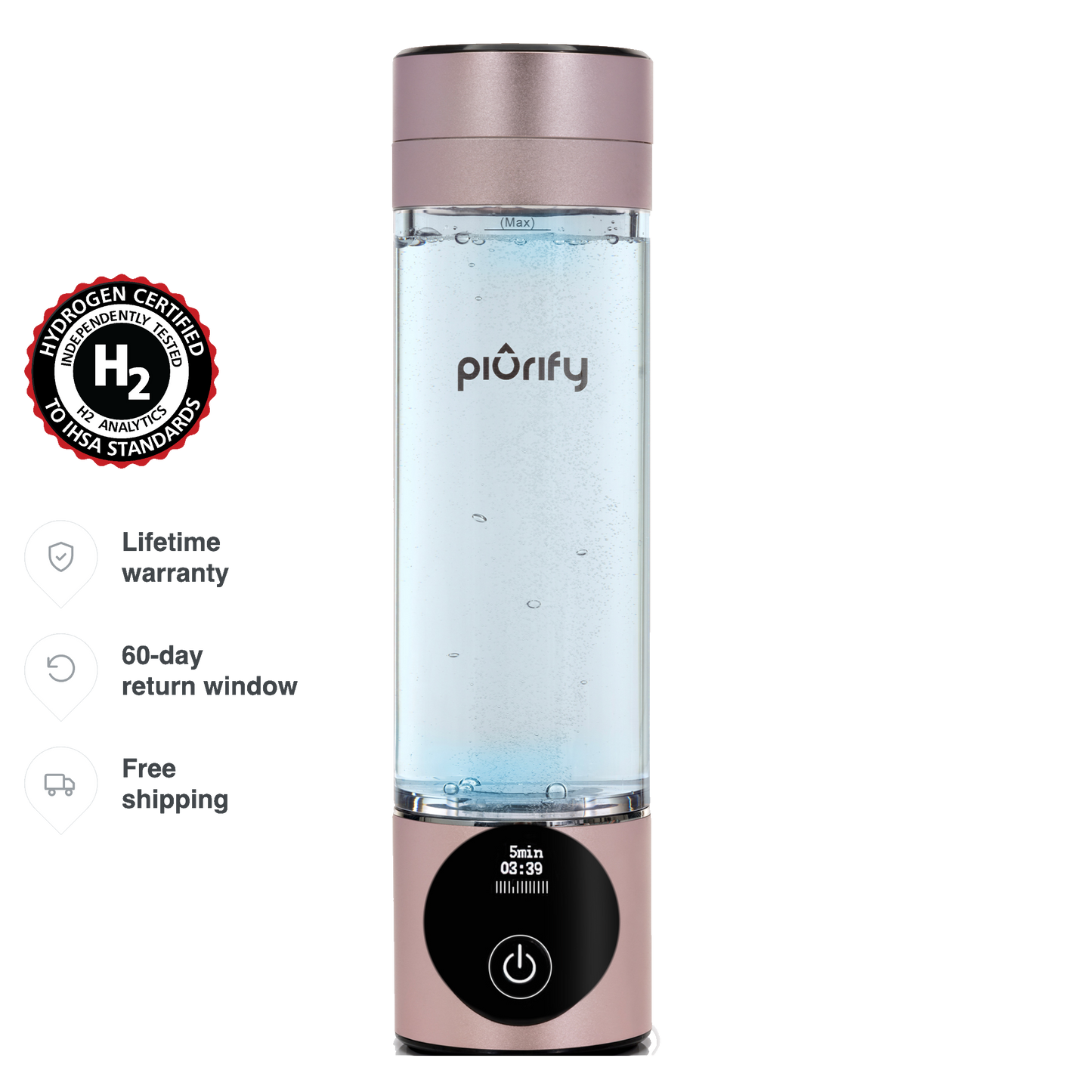 PIURIFY Hydrogenator® Hydrogen Water Bottle - Pink