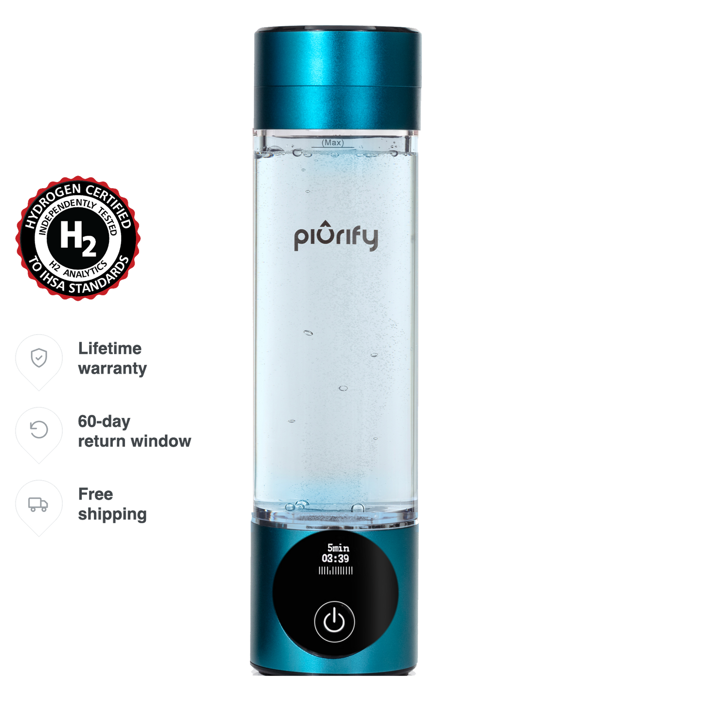 PIURIFY Hydrogenator® Hydrogen Water Bottle - Turquoise