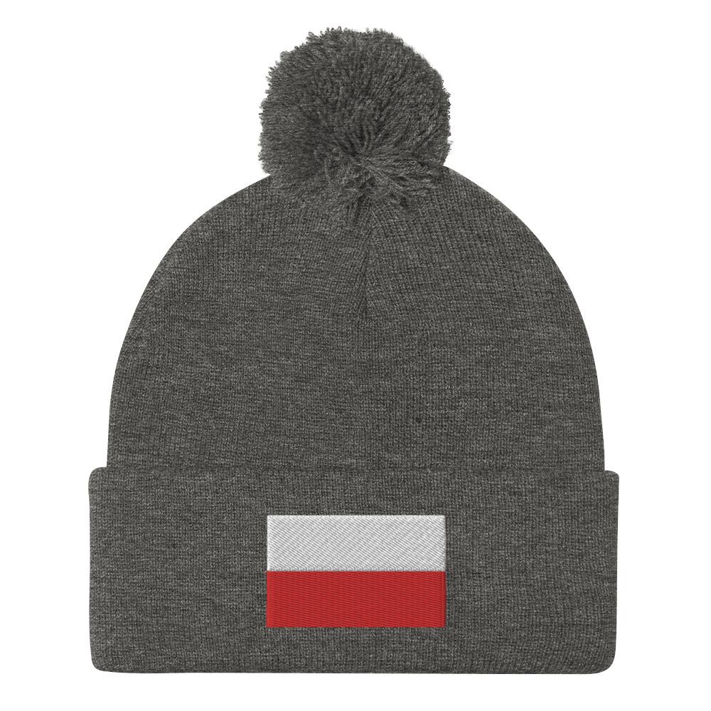 Polish Flag Pom-Pom Beanie