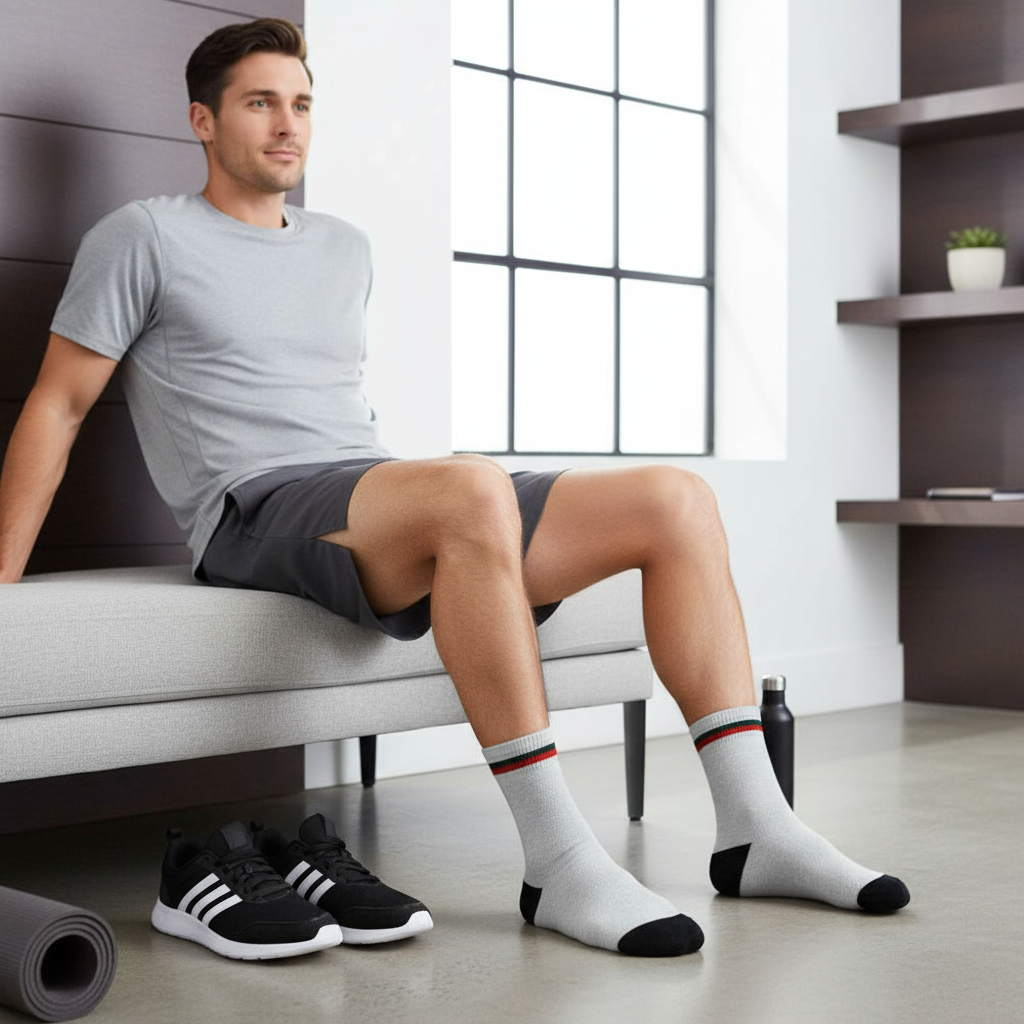 Mens athletic socks Striped Ankle Quarter Socks Cotton Low Cut Sizes 9-13