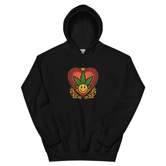 Pot Leaf Heart Design Unisex Hoodie