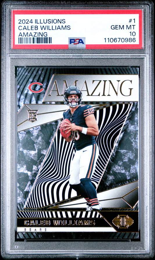 Graded 2024 Panini Illusions Caleb Williams #1 Amazing Rookie RC Football Card PSA 10 Gem Mint