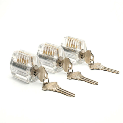 Practice Locks Set, 3 Clear Progressive Locks - Easy to Hard