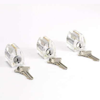 Practice Locks Set, 3 Clear Progressive Locks - Easy to Hard
