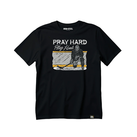 Pray Hard Play Hard Hockey Tee