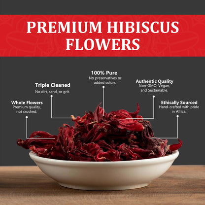 Dried Hibiscus Flowers 5oz – Loose Leaf Herbal Tea | Caffeine-Free, Non-GMO, Vegan