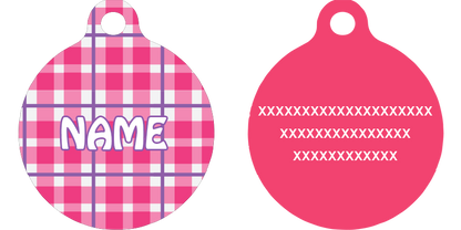 Preppy Plaid Pink HD Dog ID Tag