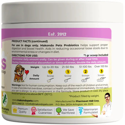 Probiotics for Dogs and Puppies. 90 Scoops