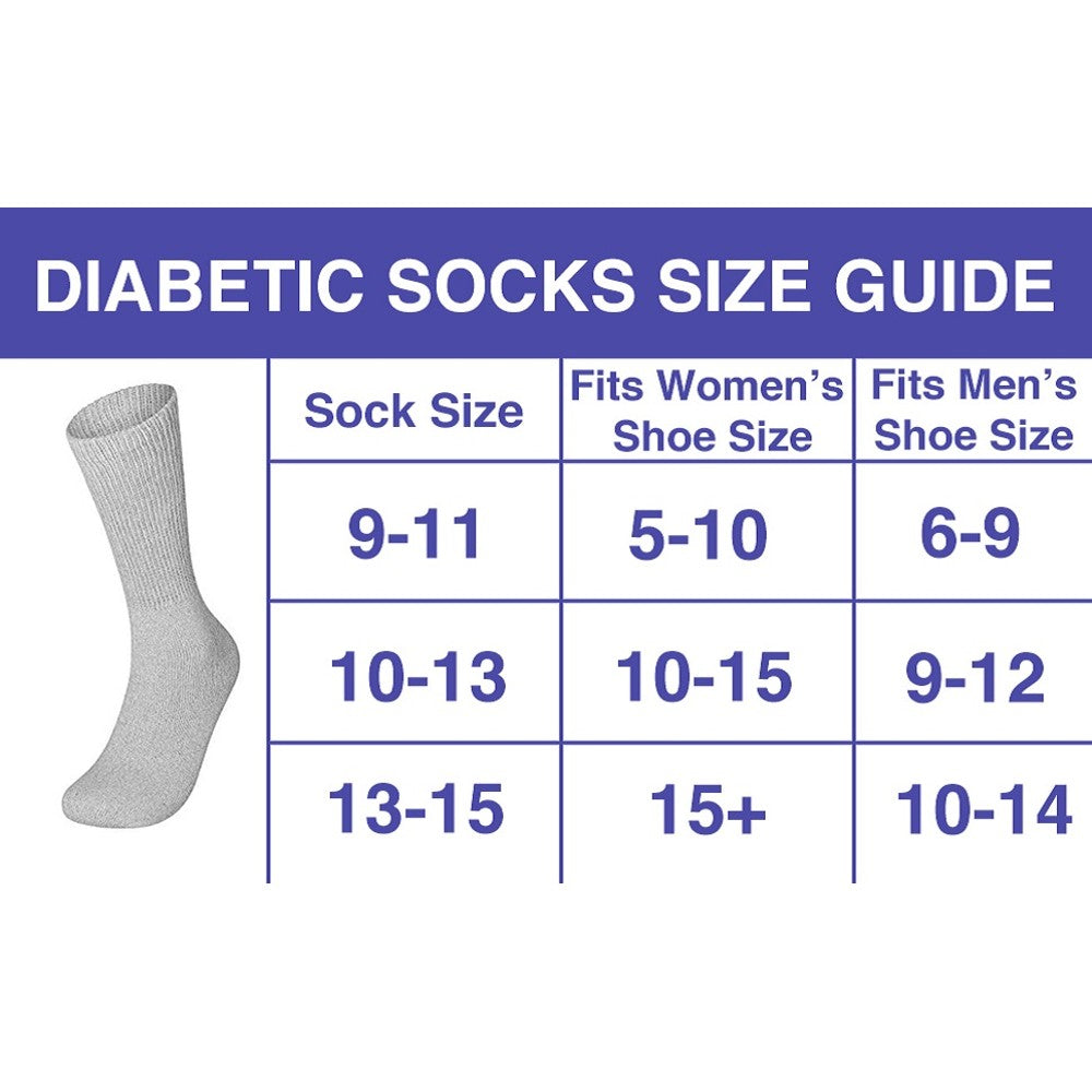 3-12 Pairs Health Circulatory Crew Cotton Diabetic Socks White 9-11 10-13 13-15