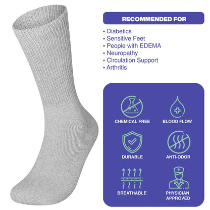 Diabetic Crew Socks Non-Binding Cotton Health Circulatory for Men and Women Multi-Pack 9-15