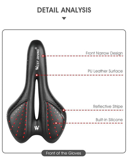 Bike Saddle Mountain Road Bike Seat PU Leather Gel Filled Cycling Cushion Comfortable Shockproof Bicycle Saddle Seat Cushion For Men Comfort Bike Saddle Anti-Slip Bicycle Saddle Waterproof Bicycle Seat For Mountain Bike Seat