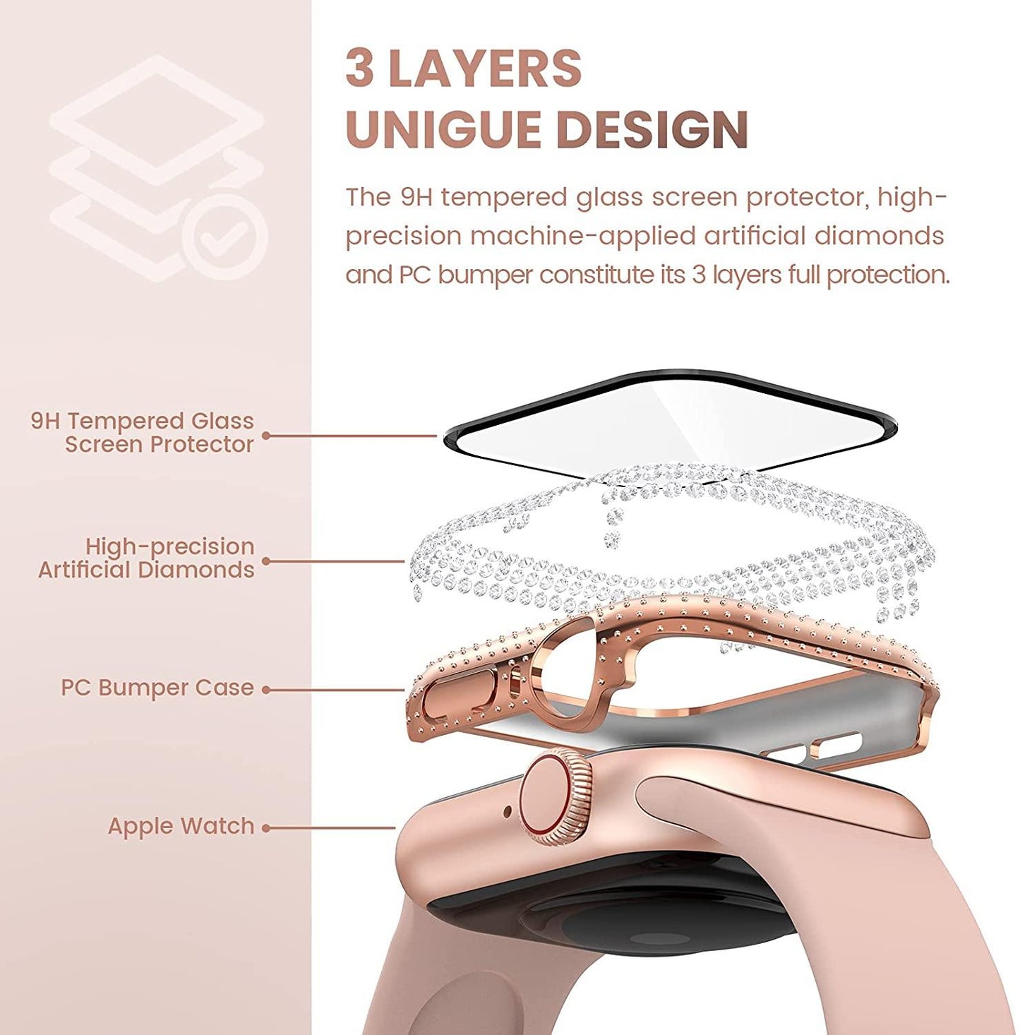 Diamond Apple Watch Case Series 9/8/7/6/5/4/3/2/1/SE