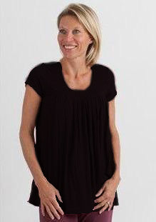 Women's Bamboo Viscose Pleated Lounge Top Black