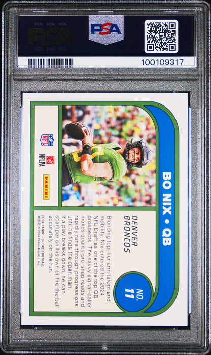 Graded 2024 Panini Score Bo Nix #11 Protential Rookie RC Football Card PSA 10 Gem Mint