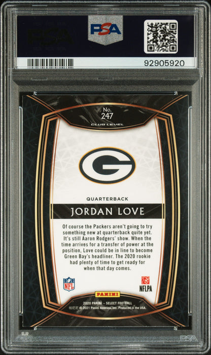 Graded 2020 Panini Select Jordan Love #247 Rookie RC Football Card PSA 10 Gem Mint