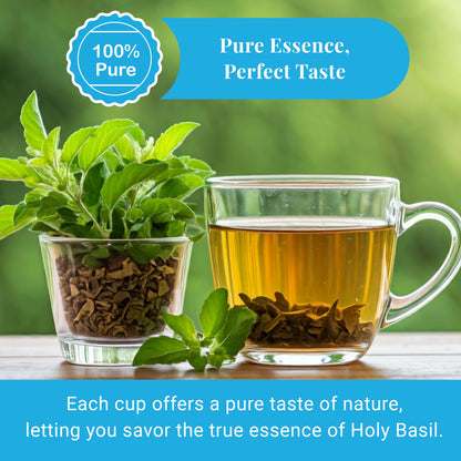 Akshit Holy Basil Leaves, Naturally Dried Leaves, 100% Pure Holy Basil (Tulsi) Tea , No Caffeine, No Additives, Vegan - 2.6oz