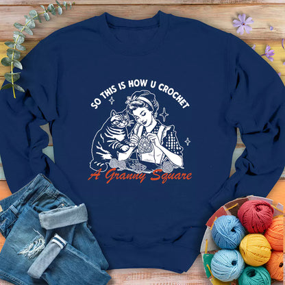 Purrfect Granny Square Sweatshirt