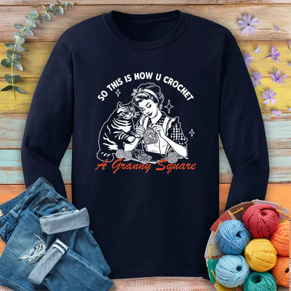 Purrfect Granny Square Long Sleeve T-shirt