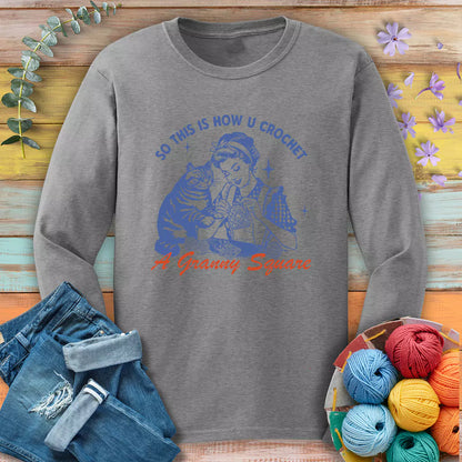 Purrfect Granny Square Long Sleeve T-shirt