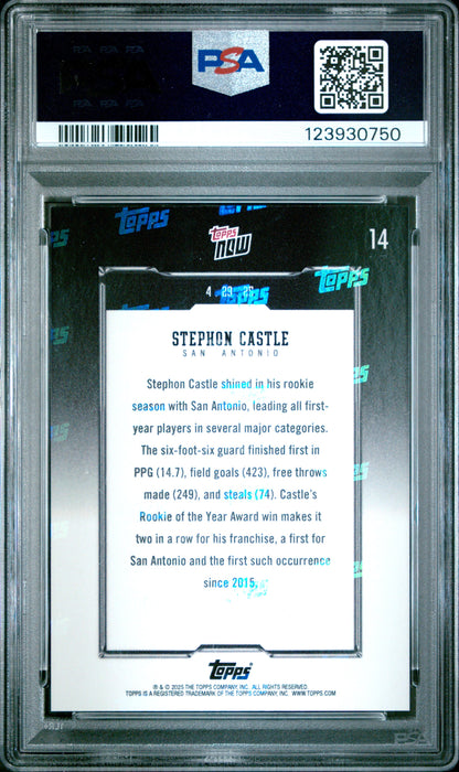 Graded 2024 Topps Now Stephon Castle #14 Rookie RC Basketball Card PSA 10 Gem Mint