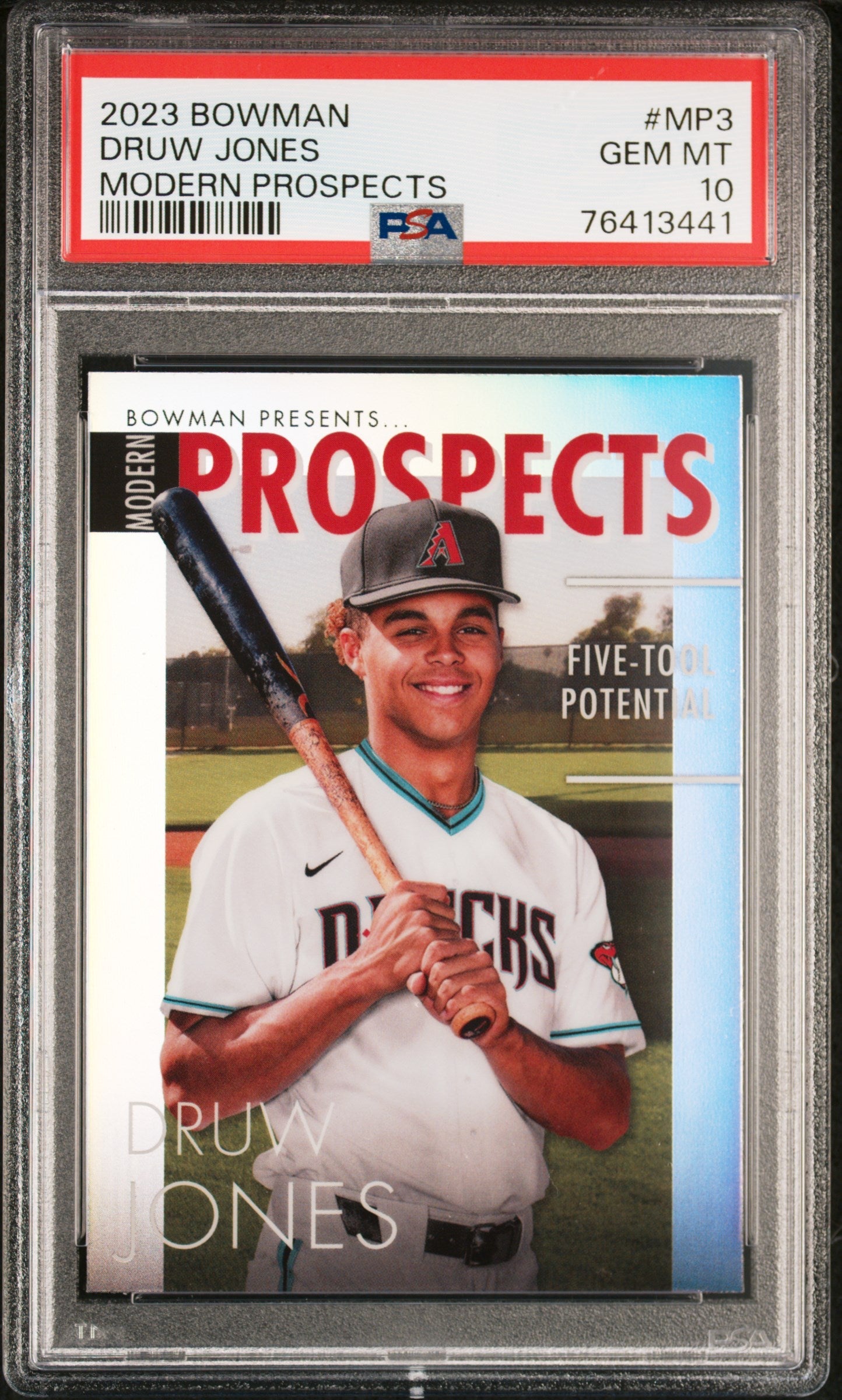 Graded 2023 Topps Bowman Druw Jones #MP3 Modern Prospects Rookie RC Baseball Card PSA 10 Gem Mint